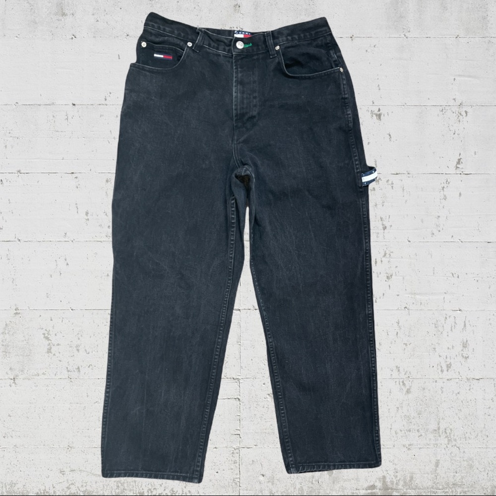 Vintage Y2K Tommy Hilfiger Black Carpenter Jeans Size 34